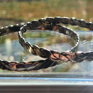 Set 2 Sterling Silver Taxco Bangle Bracelets Rope Vintage Mexican Jewelry 32g